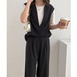 スキッパネックノースリーブブラウス&ウエストタックセミワイドパンツセットアップ | ABITOKYO | 詳細画像63