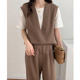 スキッパネックノースリーブブラウス&ウエストタックセミワイドパンツセットアップ | ABITOKYO | 詳細画像65