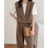 スキッパネックノースリーブブラウス&ウエストタックセミワイドパンツセットアップ | ABITOKYO | 詳細画像66