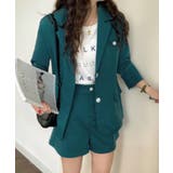 ブルーグレー | テーラードジャケット+ショートパンツ セットアップ | ABITOKYO