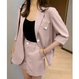 ピンクベージュ | テーラードジャケット+ショートパンツ セットアップ | ABITOKYO