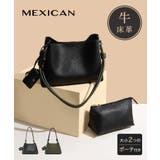 インナーバッグ&ミニポーチ付き牛床革ショルダーバッグ | MEXICAN | 詳細画像1
