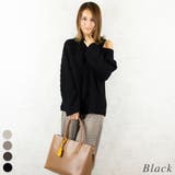 ブラック | 編地切替オープンショルダーニット | A.NATALY