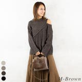 M-ブラウン | 編地切替オープンショルダーニット | A.NATALY