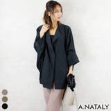 ブラック | ノーカラーボリュームシャツ | A.NATALY