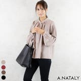 ペールグレージュ | プリーツスリーブバックリボンブラウス | A.NATALY