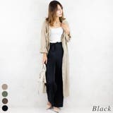 ブラック | 楊柳プリーツストレートパンツ | A.NATALY
