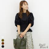 ダルブラック | シャーリングペプラムブラウス | A.NATALY
