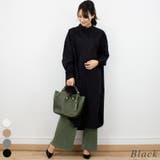 スモークブラック | スライシングバンドカラーワンピース | A.NATALY