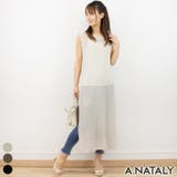 ベージュ | 麻タッチ片畦ノースリワンピース | A.NATALY