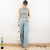 ターコイズブルー | ニースイッチングストレートパンツ | A.NATALY