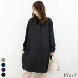 ブラック | バンドカラールーズロングシャツ | A.NATALY