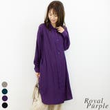 ロイヤルパープル | バンドカラールーズロングシャツ | A.NATALY