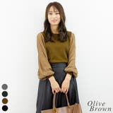 オリーブブラウン | シフォンプリーツスリーブニット | A.NATALY