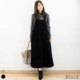 ブラック | ストレッチコーデュロイ胸当ジャンスカ | A.NATALY