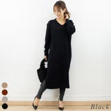 ブラック | Vネックニットワンピース | A.NATALY