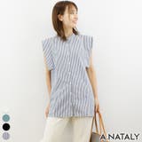 ストライプ | スクエアショルダーカットノースリーブブラウス | A.NATALY