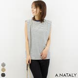 アイボリー×ネイビー | 天竺ボーダーショルダータックプルオーバー | A.NATALY