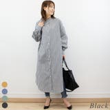 ブラック | ストライプシャツワンピース | A.NATALY