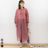 シャドウピンク | バイカラーステッチガーゼロングシャツ | A.NATALY