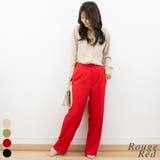 ルージュレッド | リネンライクストレートタックパンツ | A.NATALY