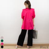 ブラック | 楊柳プリーツストレートパンツ | A.NATALY