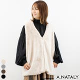 アイボリー | フェイクファーミドル丈ジレ | A.NATALY