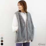 グレー | フェイクファーミドル丈ジレ | A.NATALY