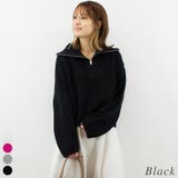 ブラック | 起毛糸ハーフジップニット | A.NATALY