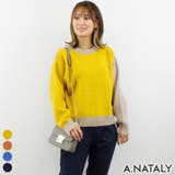 イエロー×ベージュ | アルパカタッチ配色ニットプルオーバー | A.NATALY