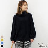 ソフトブラック | オフタートルシャギーニット | A.NATALY