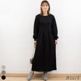 ブラック | 裏毛ウエストタックワンピース | A.NATALY