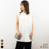 オフホワイト | ピンタックブザムカラーノースリトップス | A.NATALY
