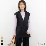 ブラック | リネンライクスラブVネックプルオーバーベスト | A.NATALY