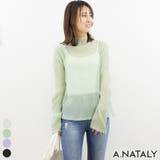 グリーン | シアープリーツサムホールハイネックトップス | A.NATALY