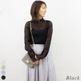 ブラック | シアープリーツサムホールハイネックトップス | A.NATALY