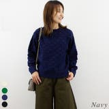 ネイビー | ブロックチェックプルオーバー | A.NATALY