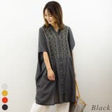 ブラック | 刺繍モモンガシャツワンピース | A.NATALY