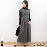 チャコール | ウエストタックノースリプルオーバーワンピース | A.NATALY