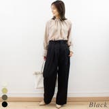 ブラック | リネンライクスラブタックパンツ | A.NATALY