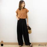 ブラック | リネンライクサイドタックパンツ | A.NATALY