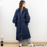 ネイビー | リブスタンドカラーロングダウン | A.NATALY