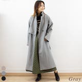 グレー | フェイクウールスタンドカラーケープコート | A.NATALY