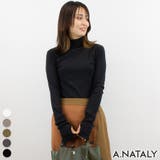 ブラック | ハイネック指穴カットソー | A.NATALY