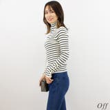 ボーダーリブ編み袖ボタンプルオーバー | A.NATALY | 詳細画像1 