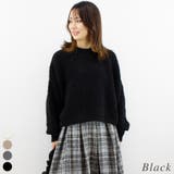 ブラック | ウール混ブークレーショート丈ニット | A.NATALY