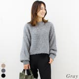 グレー | ウール混ブークレーショート丈ニット | A.NATALY