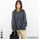 チャコール | ウール混モヘアライククルーネックプルオーバー | A.NATALY