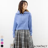 ミックスブルー | ハーフジップハイネックニット | A.NATALY