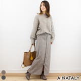 ブラウン | ヘリンボーンツイードZIPスカート | A.NATALY